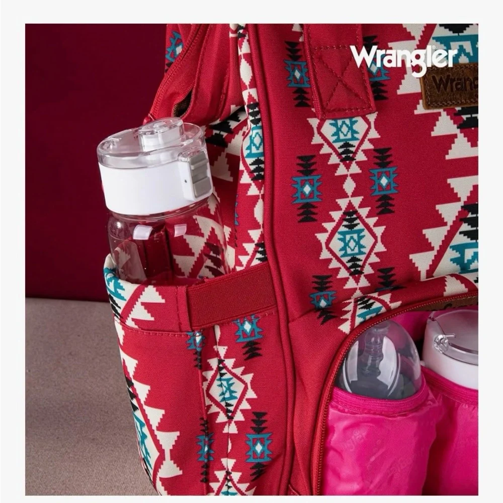 Wrangler Red and Blue Geometric Women's Backpack - Picture 6 of 12